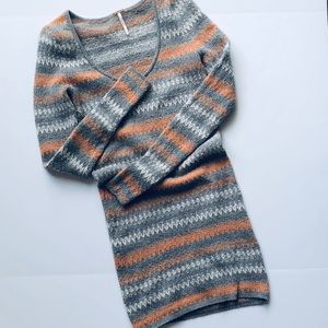 Free People Orange and Gray Sweater Dress Size S